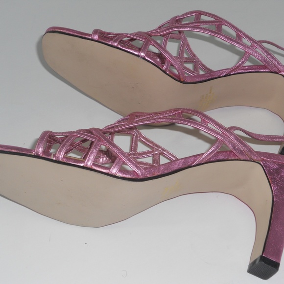 METAPHOR FUSCHIA GENUINE LEATHER STRAPPY SANDALS - Picture 3 of 5